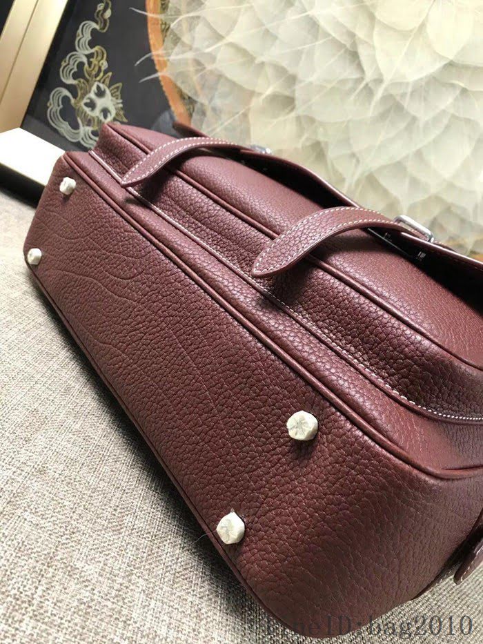 愛馬仕HERMES H家 郵差包 男女插袋款 超大容量 進口原廠皮 棗紅色 可手提斜挎 出差必備單品  tdher1360